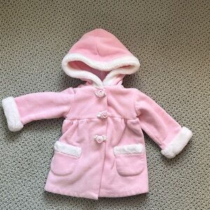 Vintage baby girl 12M pink fleece floral pastel coat